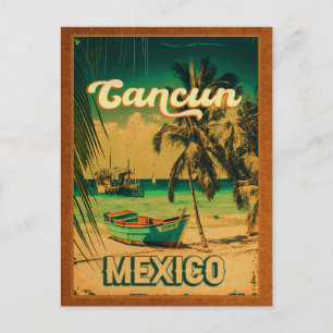 Cancun Palme Retro 80er Mexikanisch Playa Postkarte
