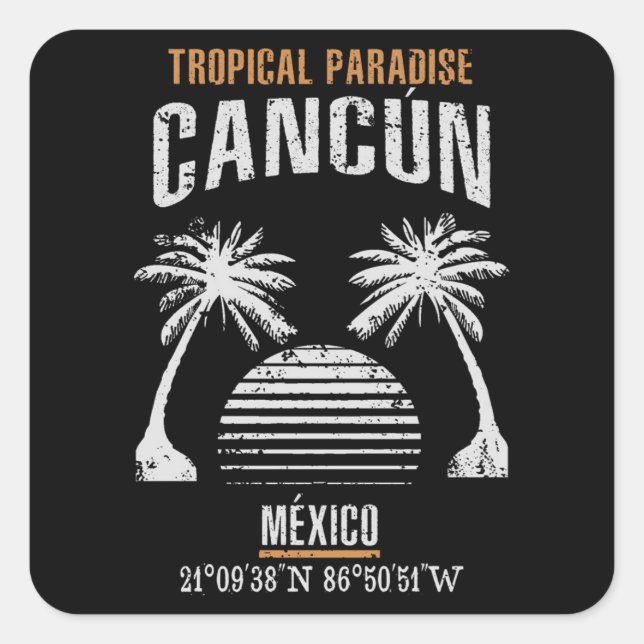 Cancún Quadratischer Aufkleber (Vorderseite)