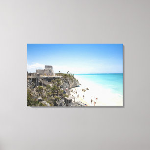 Cancun, Quintana Roo, Mexiko - Ruinen auf einem Hü Leinwanddruck