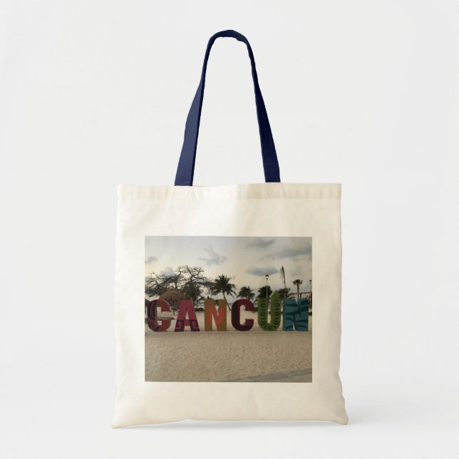 Cancun Sign - Playa Delfine, Mexico Tote Bag Tragetasche (Vorne)