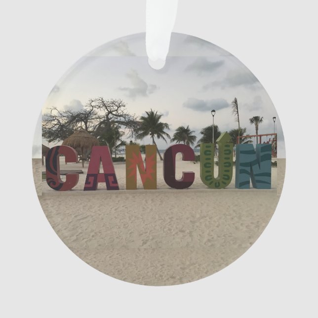 Cancun Sign - Playa Delfine, Mexiko Ornament (Vorderseite)