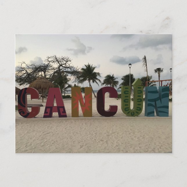 Cancun Sign - Playa Delfine, Mexiko Postcard Postkarte (Vorderseite)