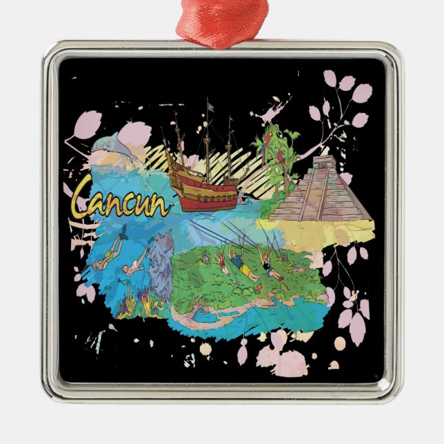Cancun Silbernes Ornament (Vorne)