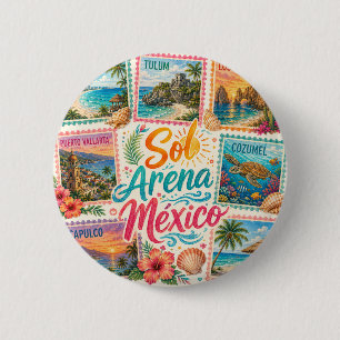 Cancun Sonne Sand Mexiko Schöne Strände Tropisch Button