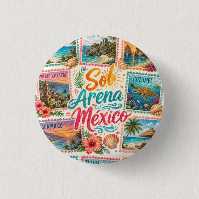 Cancun Sonne Sand Mexiko Schöne Strände Tropisch  Button (Vorderseite)