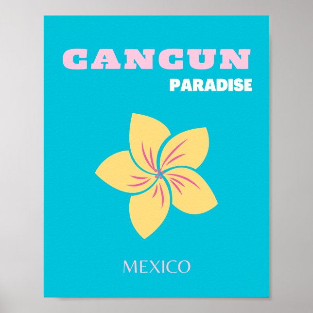 Cancun Travel Art, Mexico Travel Art, Preppy, Blue Poster (Vorne)