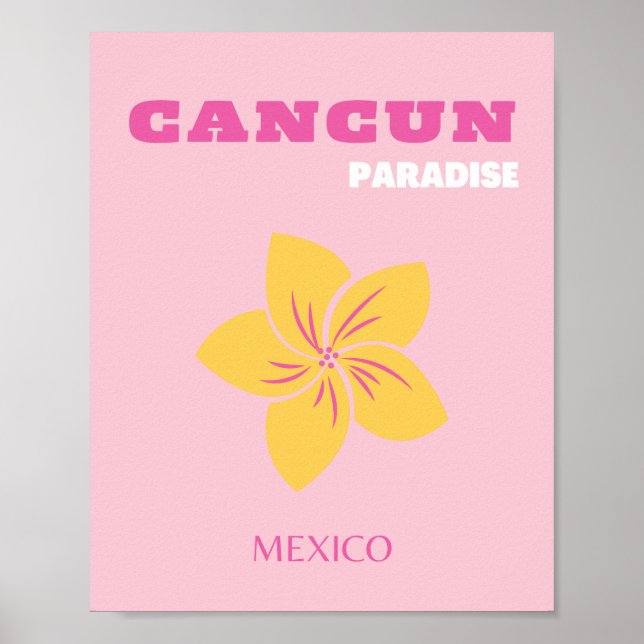 Cancun Travel Art, Mexiko, Preppy, Pink Preppy Art Poster (Vorne)