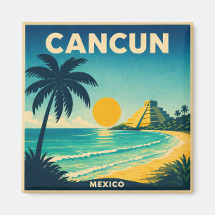Cancun Vintage Reiseplakat Magnet