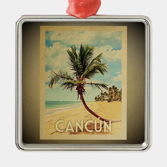 Cancun Vintage Travel Ornament Palm Tree (Vorne)