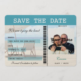 Cancun Wedding Boarding Pass Save the Date
