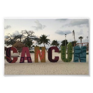 Cancun-Zeichen - Playa Delfines, Mexiko-Foto-Druck Fotodruck