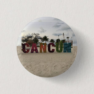Cancun-Zeichen - Playa Delfines, Mexiko-Knopf Button