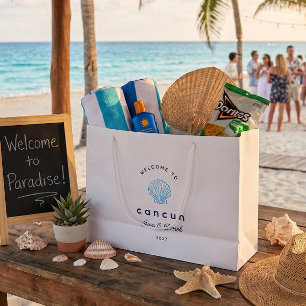 Cancun Zielort Hochzeit Blau Willkommenstasche Große Geschenktüte