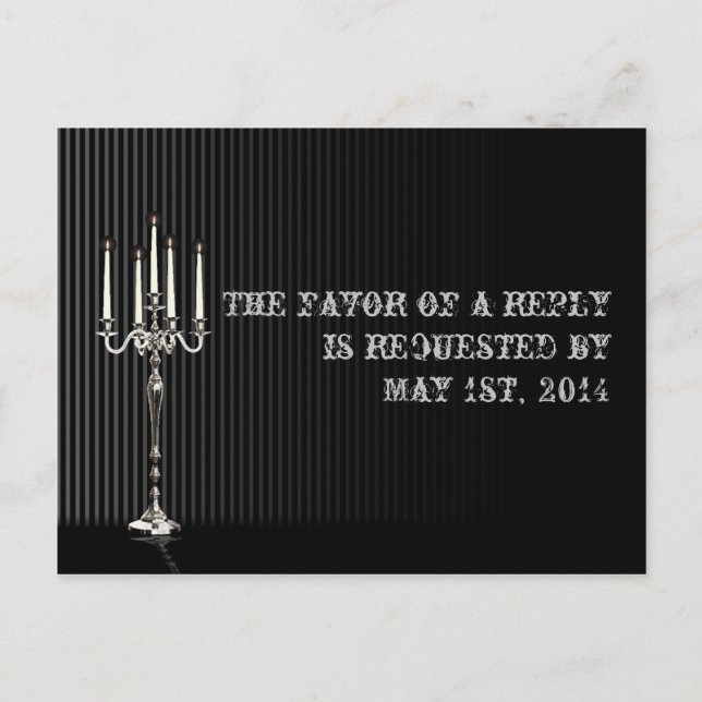 Candelabra gothique sur carte postale RSVP argent  (Devant)