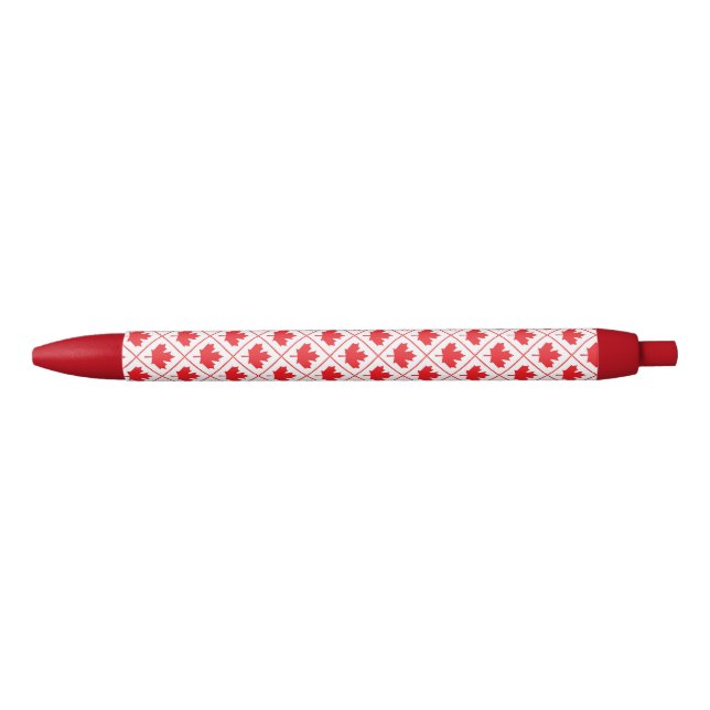 Candian Maple Leaf Red and White Diamond Pattern Kugelschreiber (Vorderseite)