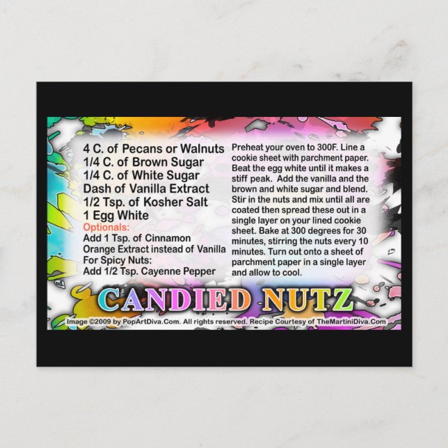 Candid Nuts Rezept Card Postkarte (Vorderseite)