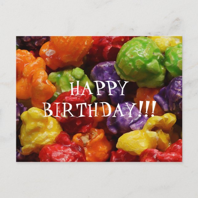 Candid Popcorn Happy Birthday Postcard Postkarte (Vorderseite)