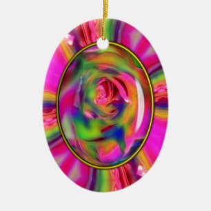 Candid Rose Petals-Keramik Oval Ornament