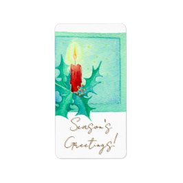 Candle and holly Christmas Card Adressaufkleber