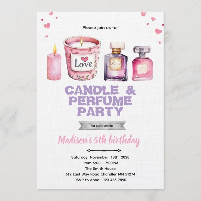Candle and Perfume party invitation (Devant)
