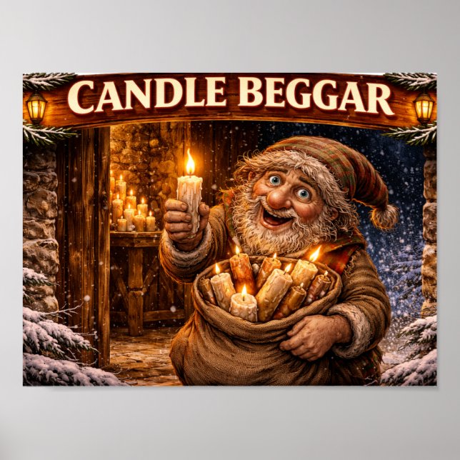 Candle Beggar Icelandic Yule Lad Poster (Vorne)