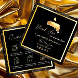 Candle Care Black Gold Benutzerdefiniertes Logo Quadratische Visitenkarte