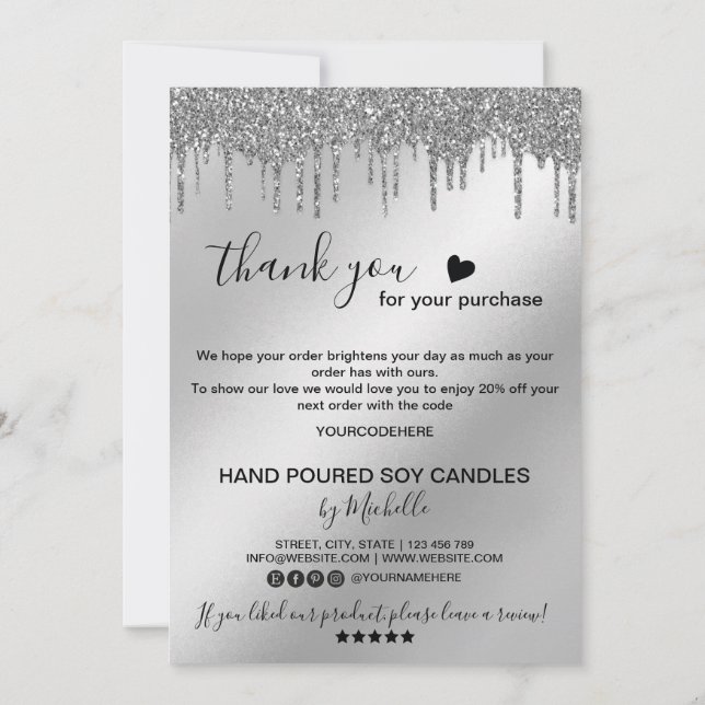Candle Care Card Dankeschön Karte Hinzufügen Ihres (Rückseite)
