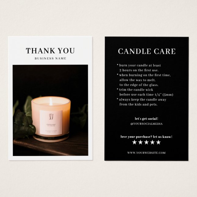 Candle Care Foto Dankeschön Karte (Vorne & Hinten)