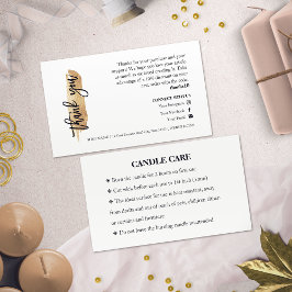 Candle Care Gold Gliter Chic Script Danke Karte