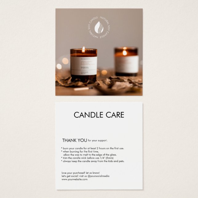 Candle Care Logo-Fotokarte (Vorne & Hinten)