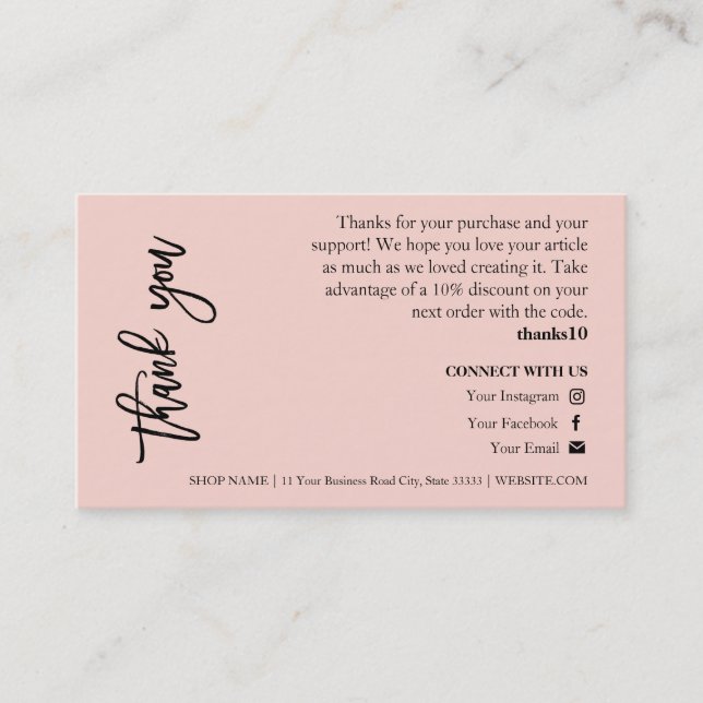 Candle Care Pink Chic Skript Danke Karte (Vorderseite)