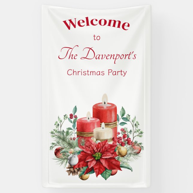 Candle Center mit Poinsettia-Blume Banner (Vertikal)