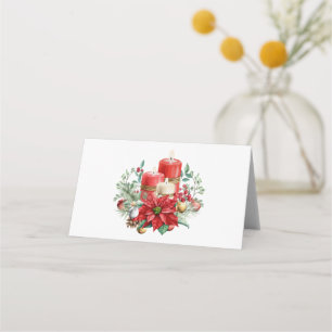 Candle Center mit Poinsettia-Blume Platzkarte