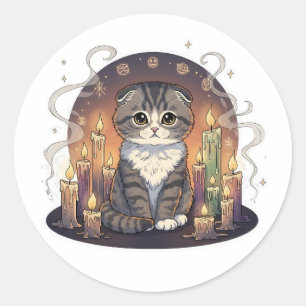 Candle Circle Fold - schottisches Falten KatzenHal Runder Aufkleber