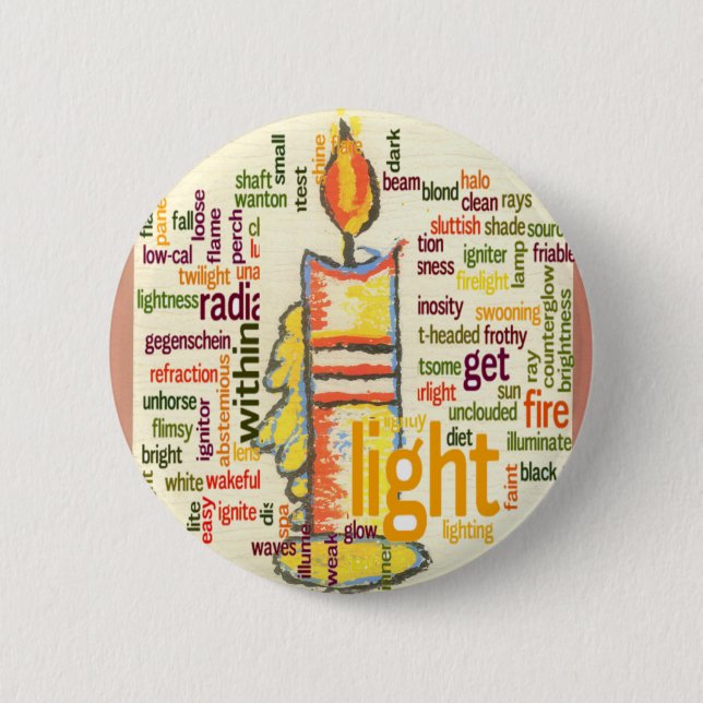 Candle Flame Word Cloud Art Print Button (Vorderseite)