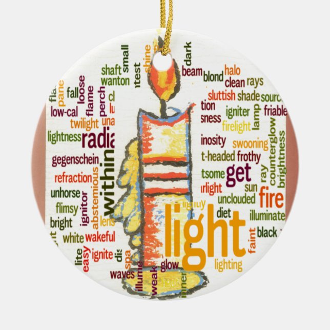 Candle Flame Word Cloud Art Print Keramik Ornament (Vorne)