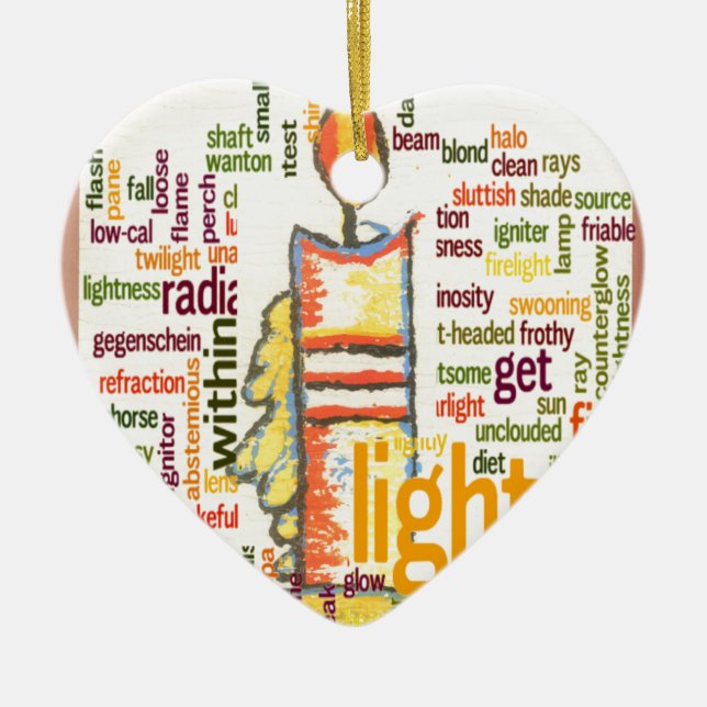 Candle Flame Word Cloud Art Print Keramikornament (Vorne)