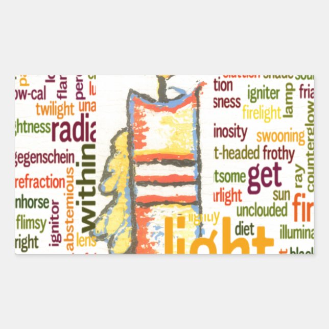 Candle Flame Word Cloud Art Print Rechteckiger Aufkleber (Vorderseite)