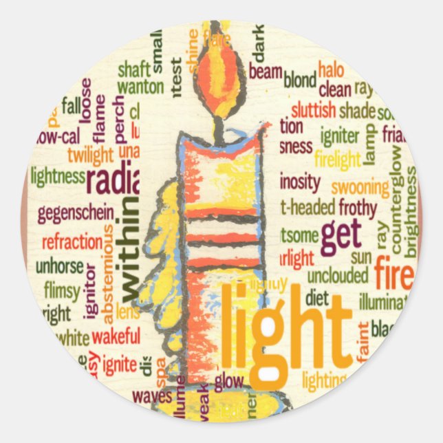 Candle Flame Word Cloud Art Print Runder Aufkleber (Vorderseite)