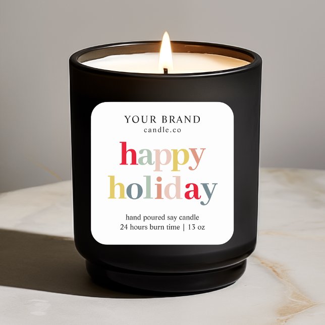 Candle "Happy Holiday" Quadratischer Aufkleber (Von Creator hochgeladen)