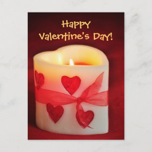 Candle Heart Valentinstag Postkarte