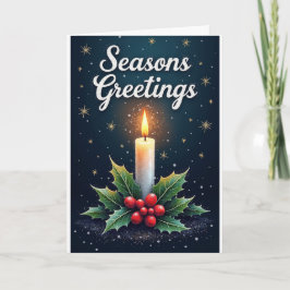 Candle & Holly – Season’s Greetings Karte