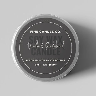 Candle Label Elegante Moderne Minimalistische Schw Runder Aufkleber