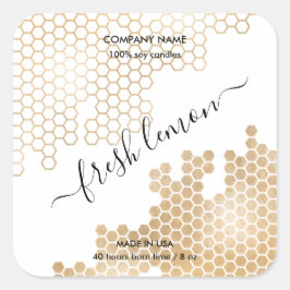 Candle-Label HONEYCOMB Bienenwachs Quadratischer Aufkleber