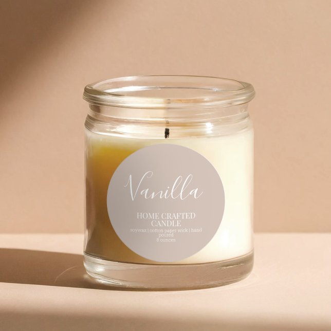 Candle Label Minimalistisch Beige Aufkleber (Von Creator hochgeladen)