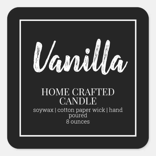 Candle Label Minimalistisch Black Aufkleber (Vorderseite)