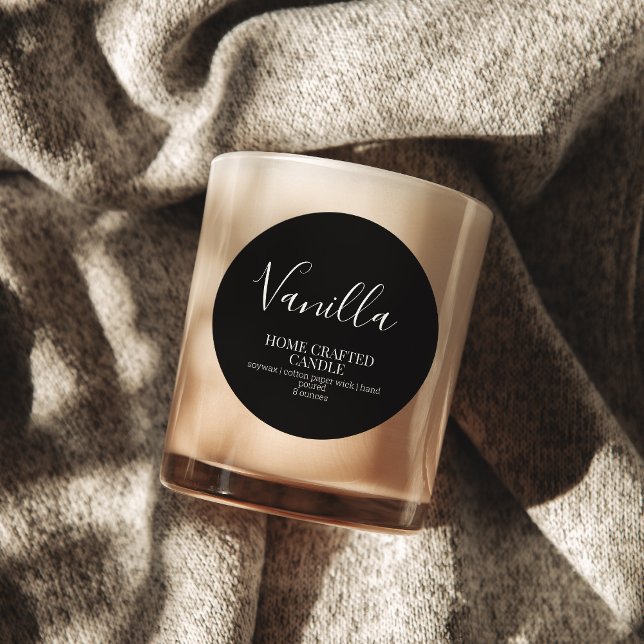 Candle Label Minimalistisch Black Aufkleber (Candle Label Minimalist Black Sticker Modern Product Packaging For Candles)