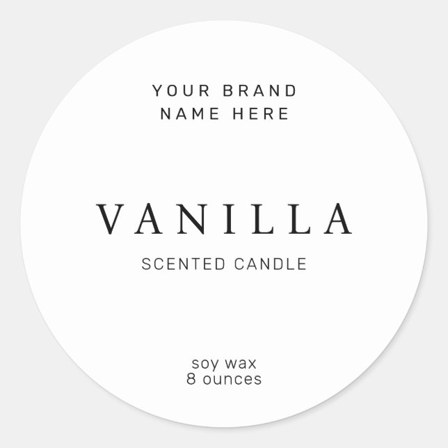 Candle Label Modern Minimalistisch Runder Aufkleber (Vorderseite)