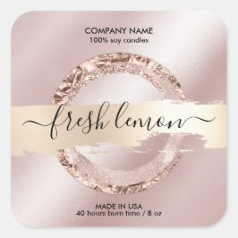 Candle Label Moderner Rosa Glitzer Quadratischer Aufkleber