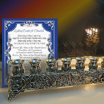 Candle Light Blessing Hanukkah Hebrew English Blue Fotodruck<br><div class="desc">Behalt eine Karte mit den Segings,  um die Chanukah-Kerzen in der Nähe zu beleuchten. Eine schöne Ergänzung zur Chanukah Tischdekoration. Sie können es einem Foto eines transparenten Tabellensignierhalters hinzufügen.</div>